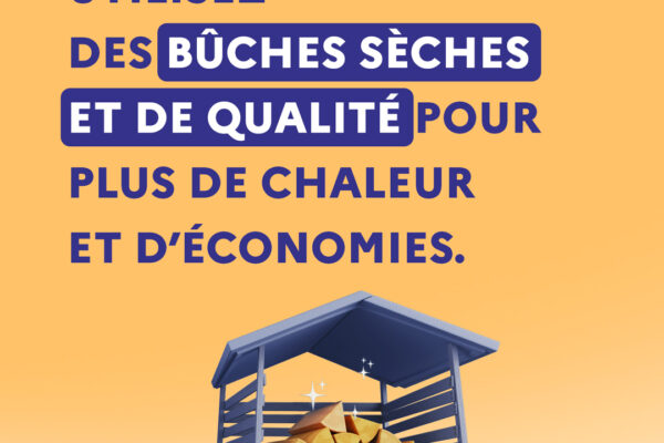 Attention INTERDICTION d'utiliser ou diffuser ce visuel a partir de 21 decembre 2026. Campagne On peut se chauffer au bois... Et BIEN se chauffer au Bois - ADEME 2022